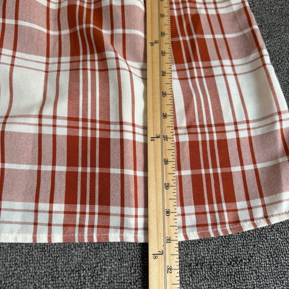 Monteau Los Angeles Plaid Babydoll Mini Dress Rust Orange Square Neck Small - Picture 5 of 9